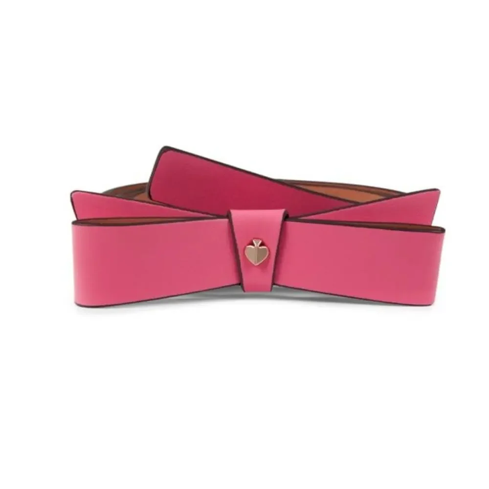 Kate Spade Bow Leather Belt in Pale Peach Medium
